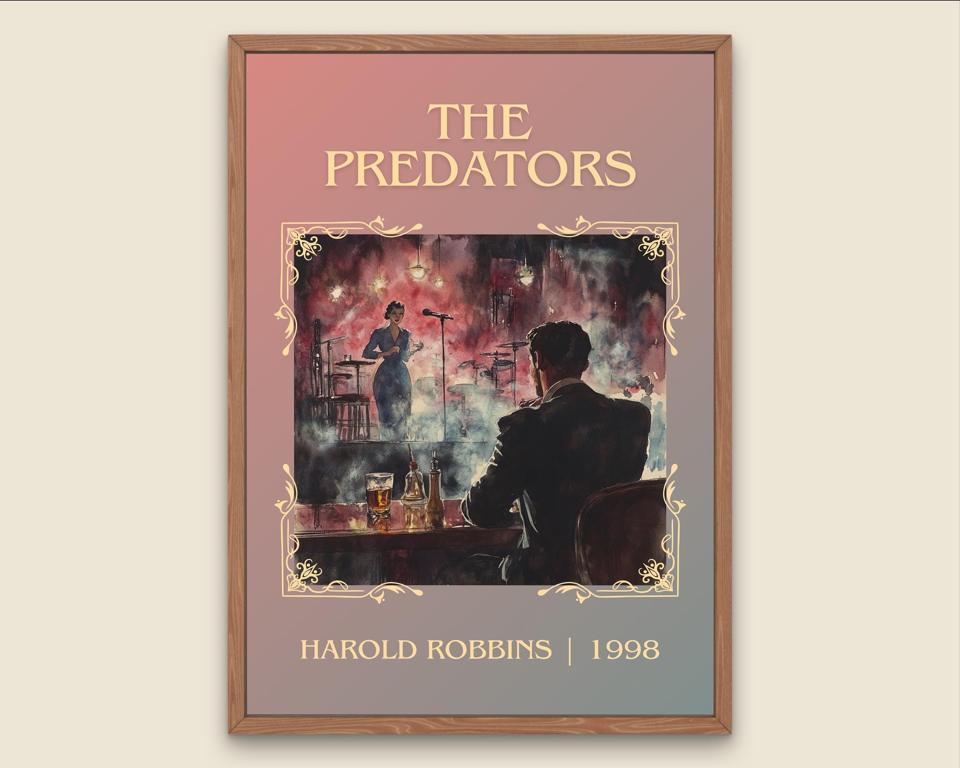 The Predators by Harold Robbins High Quality Poster Print-Free Delivery Wall Art. Author Book Artwork-Minimalist Gift Library Nook Gift