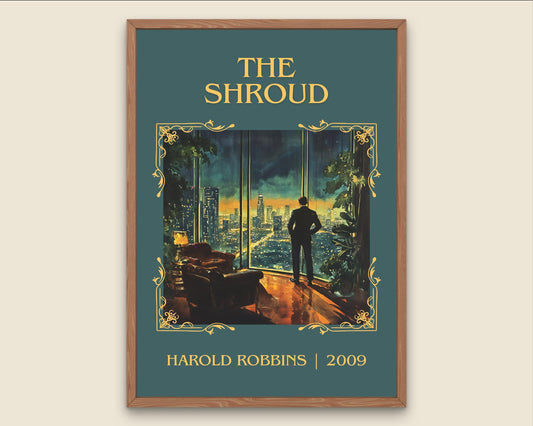 The Shroud by Harold Robbins High Quality Poster Print-Free Delivery Wall Art. Author Book Artwork-Minimalist Gift Library Nook Gift