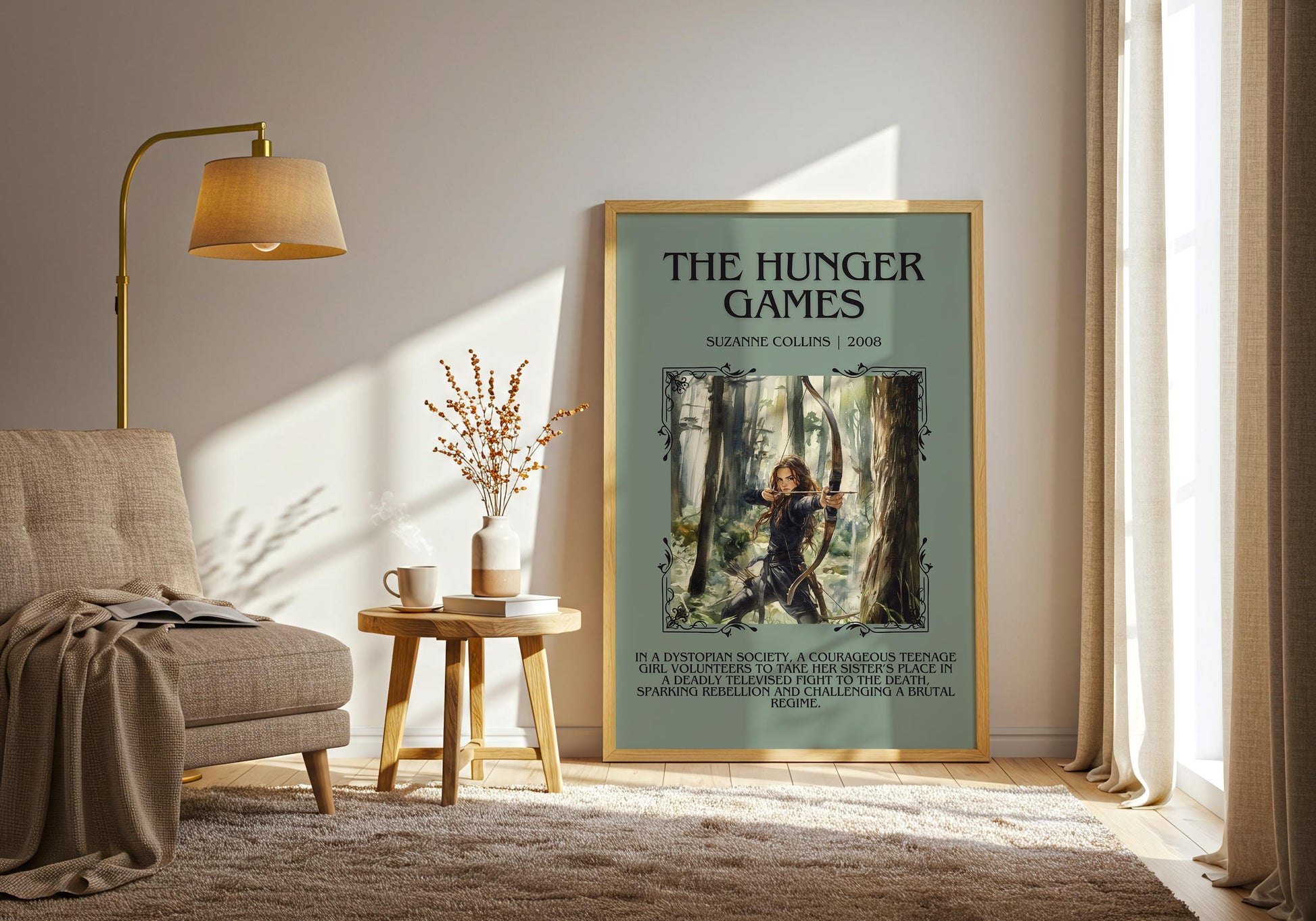 Hunger Games by Suzanne Collins Descriptive, High Quality Poster Print.Free Delivery Wall Art.Author and Blurb Book Artwork Gift Art