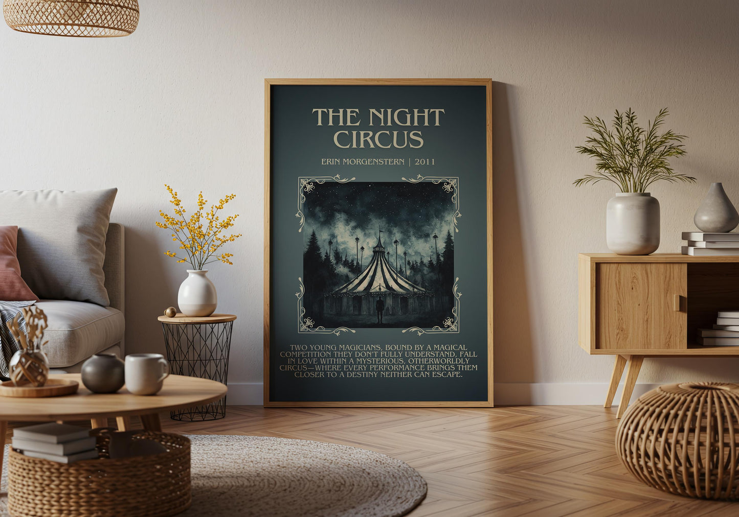 The Night Circus by Erin Morgenstern Descriptive, High Quality Poster Print.Free Delivery Wall Art.Author and Blurb Book Artwork Gift Art