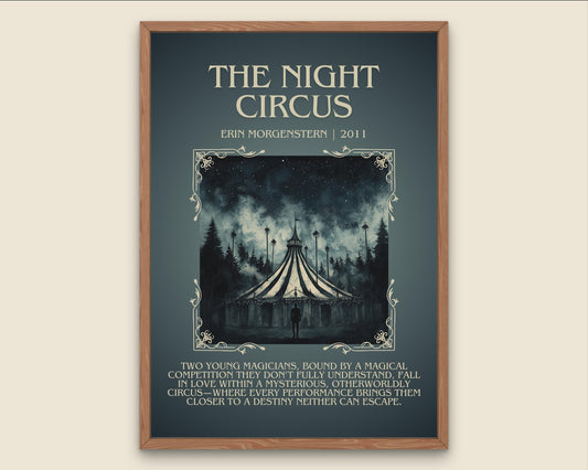 The Night Circus by Erin Morgenstern Descriptive, High Quality Poster Print.Free Delivery Wall Art.Author and Blurb Book Artwork Gift Art