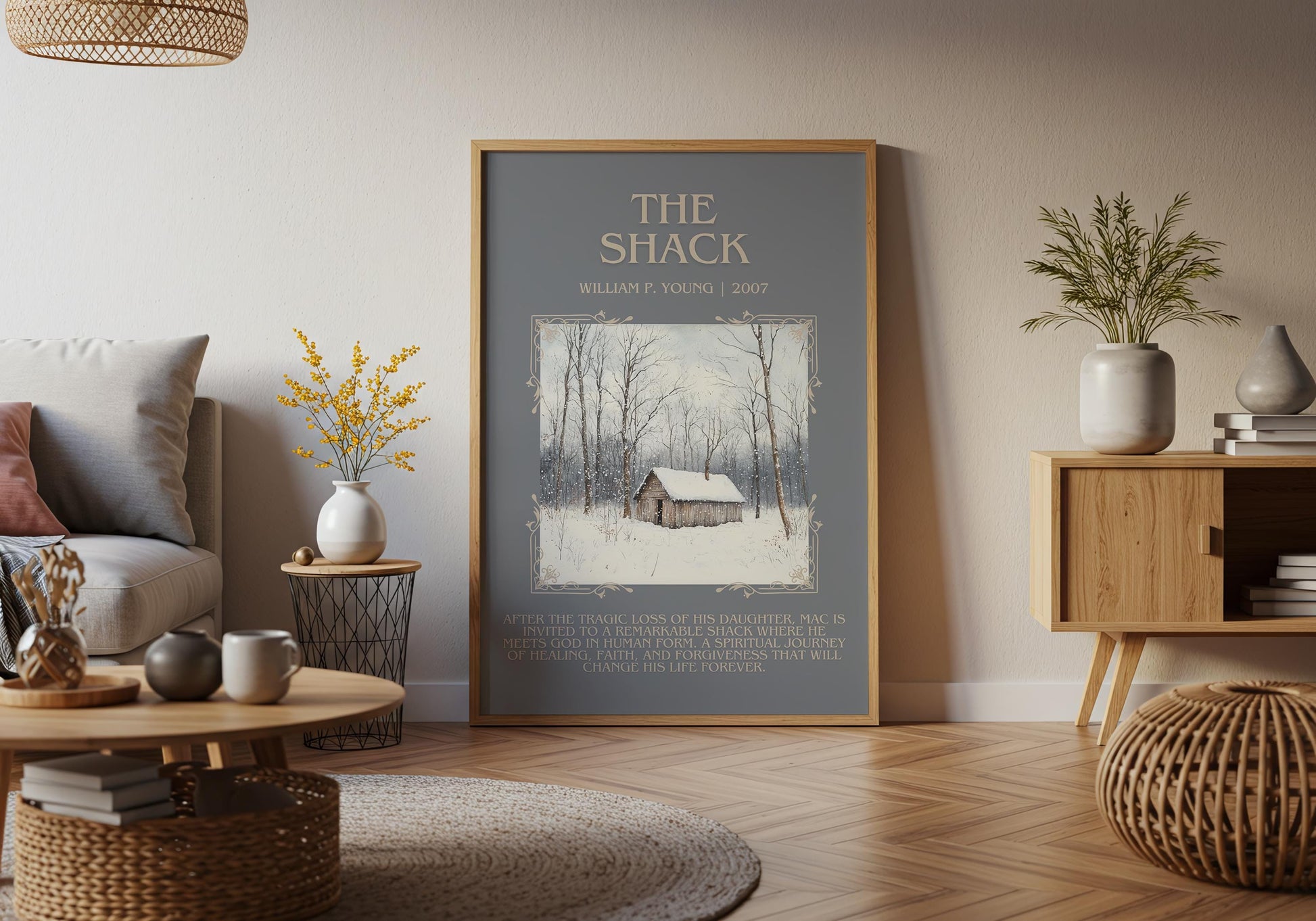 The Shack by William P. Young Descriptive, High Quality Poster Print.Free Delivery Wall Art.Author and Blurb Book Artwork Gift Art