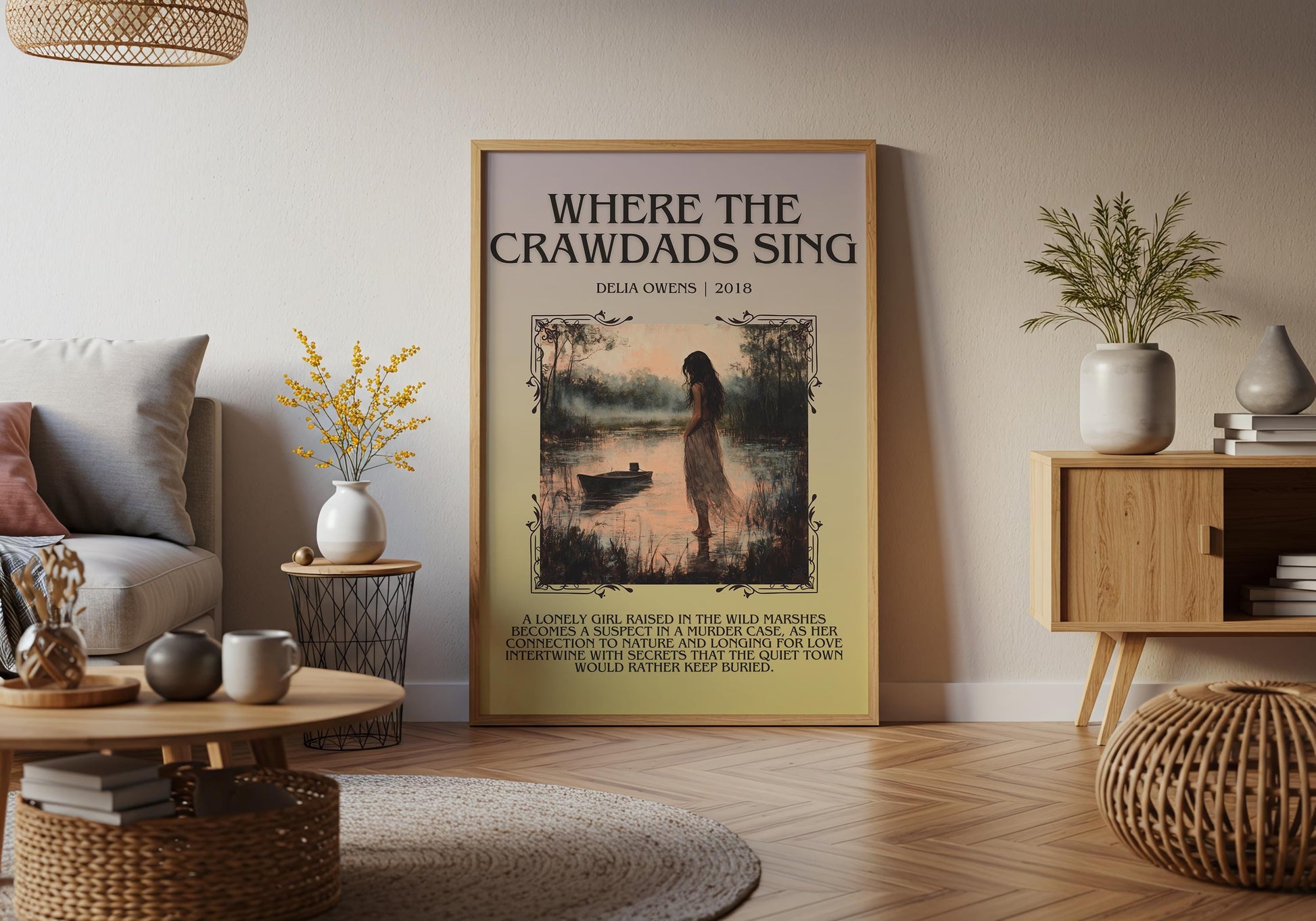 Where The Crawdads Sing by Delia Owens Descriptive, High Quality Poster Print.Free Delivery Wall Art.Author and Blurb Book Artwork Gift Art