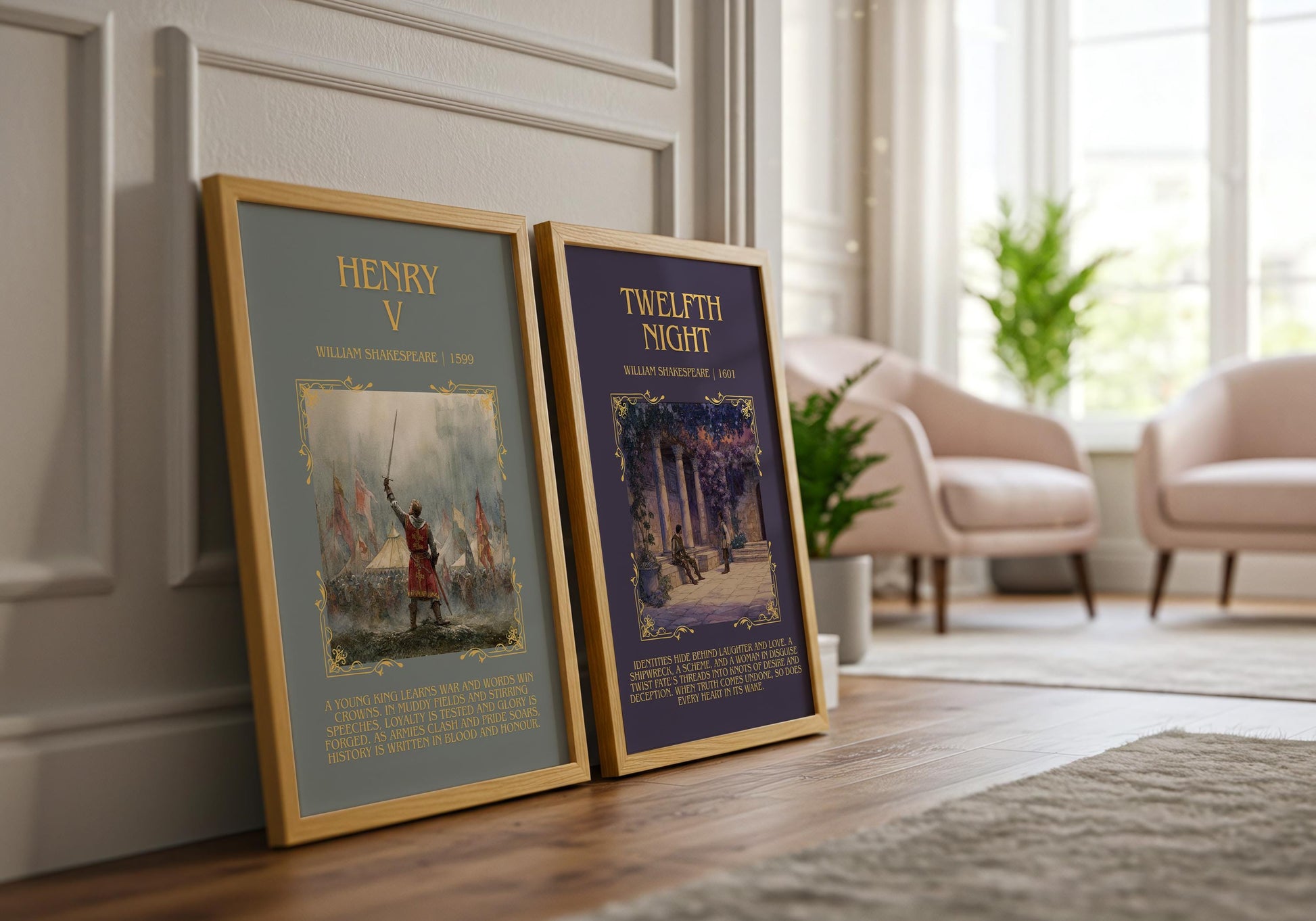 Henry V by William Shakespeare Descriptive, High Quality Poster Print.Free Delivery Wall Art.Author&Blurb Book Nook Gift Henry The Fifth