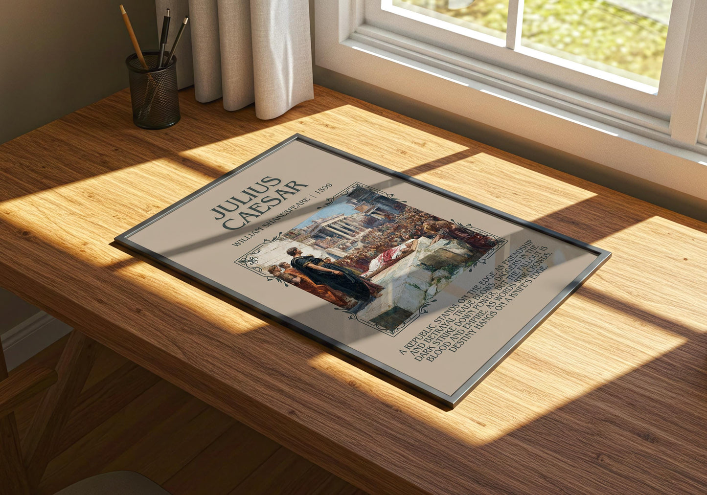 Julius Caeser by William Shakespeare Descriptive, High Quality Poster Print.Free Delivery Wall Art.Author&Blurb Book Nook Gift Library