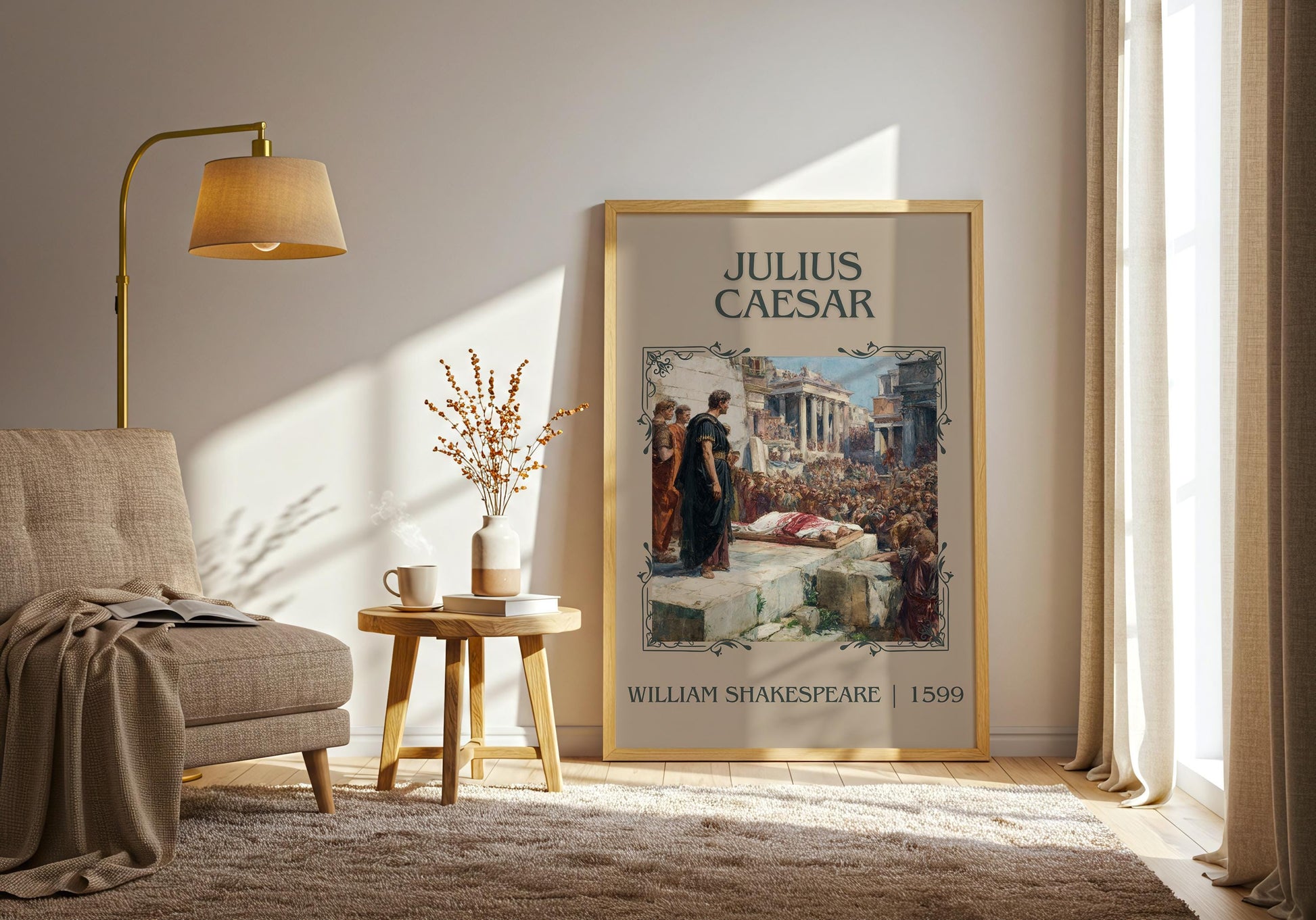 Julius Caeser by William Shakespeare High Quality Poster Print-Free Delivery Wall Art. Author Book Artwork-Minimalist Gift Nook Play