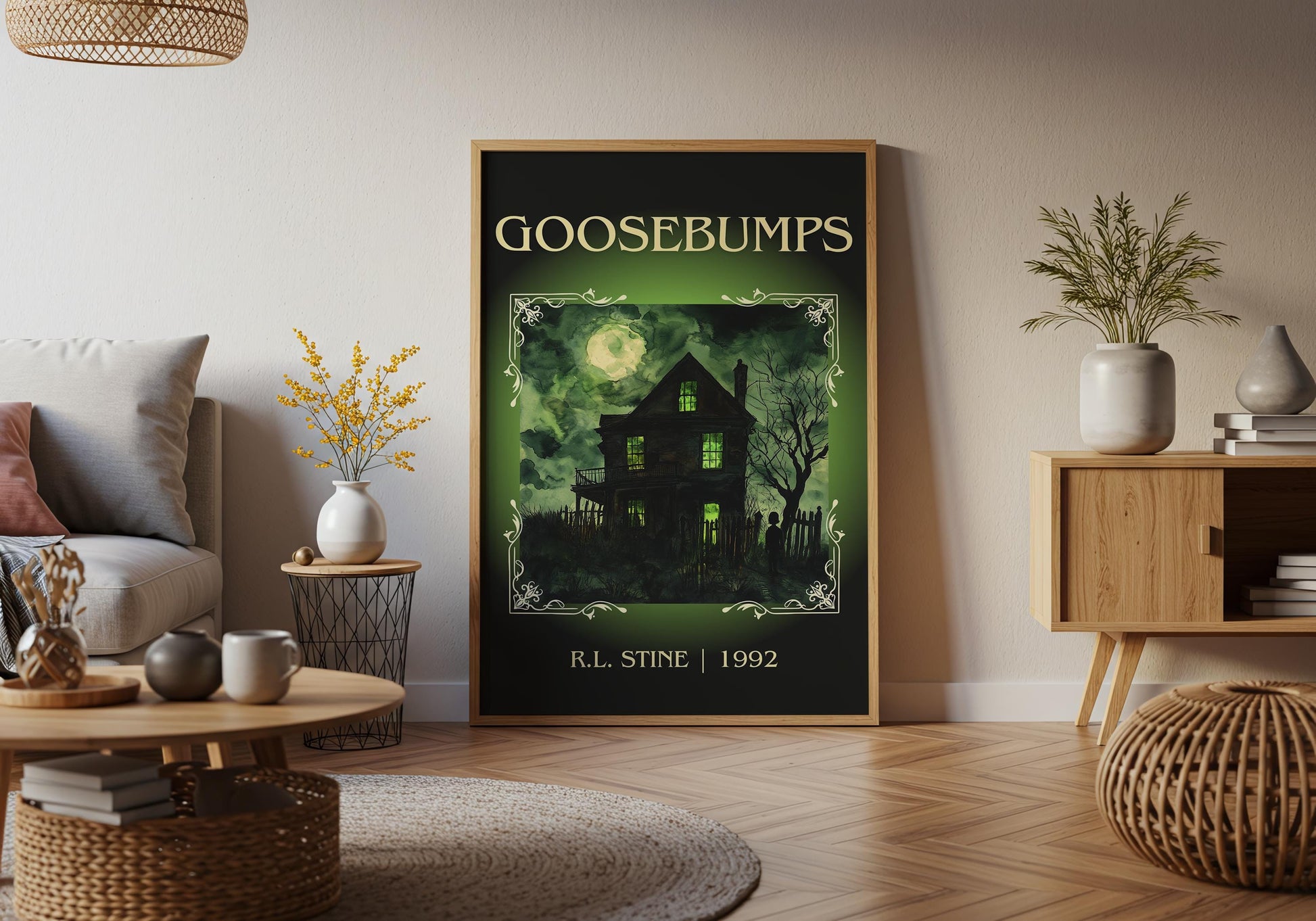 Goosebumps by R.L. Stine High Quality Poster Print. Free Delivery Wall Art. Author & Blurb Book/Novel Minimalist Home Art Gift Cover