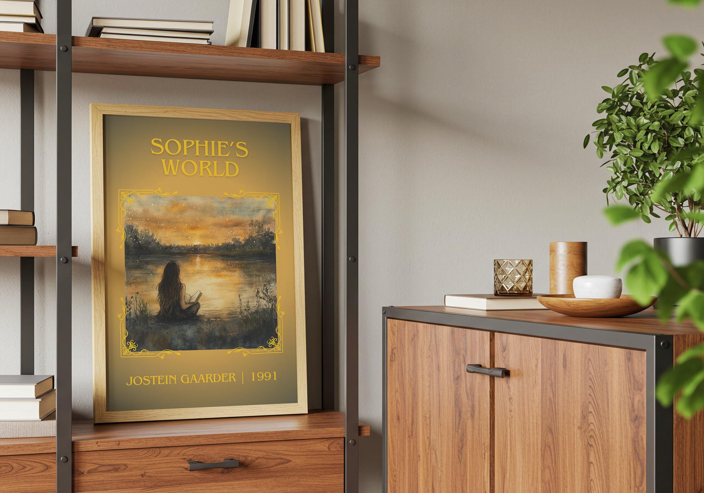 Sophie's World by Justein Gaarder High Quality Poster Print. Free Delivery Wall Art. Author&Blurb Book/Novel Minimalist Home Art Gift Cover