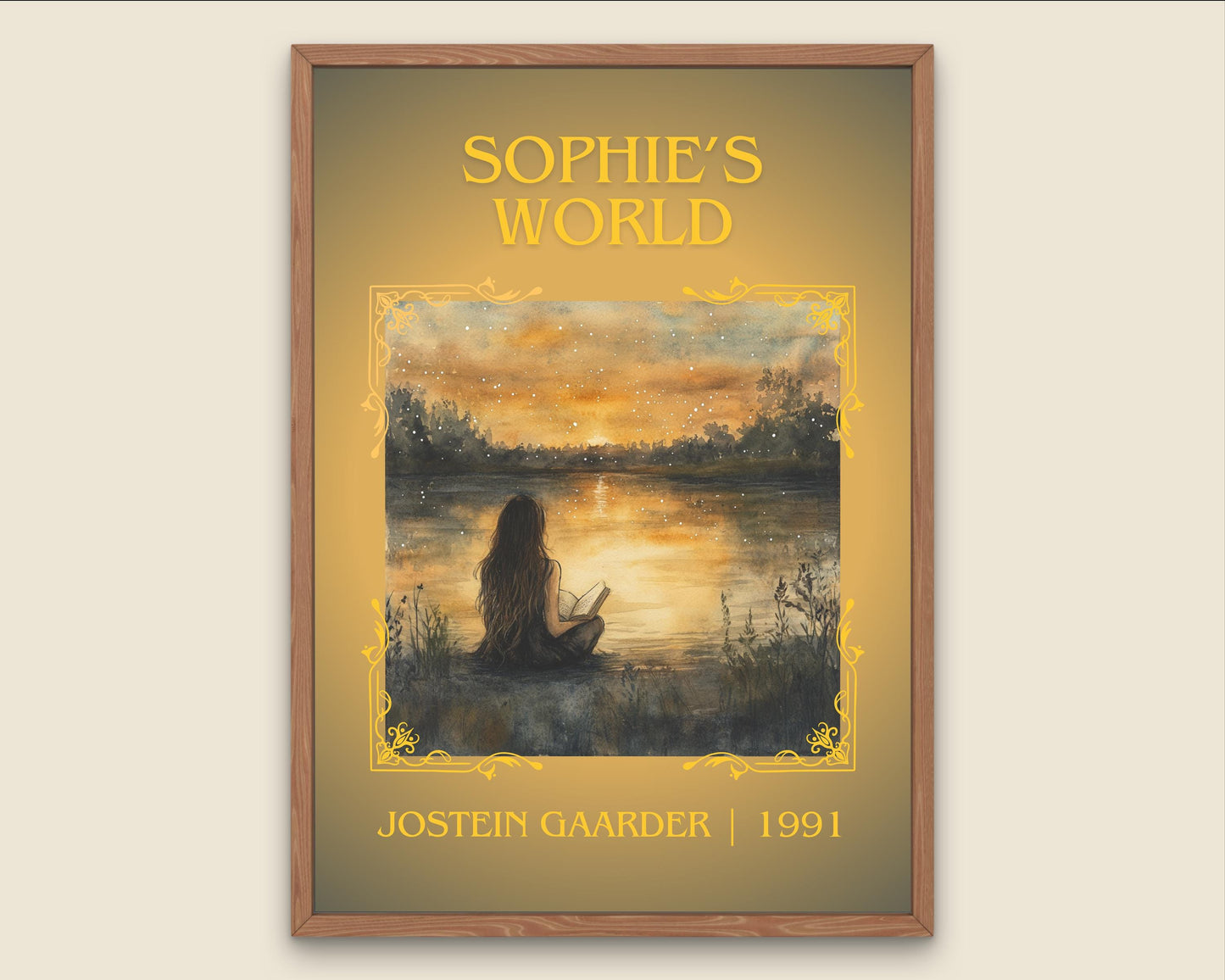 Sophie's World by Justein Gaarder High Quality Poster Print. Free Delivery Wall Art. Author&Blurb Book/Novel Minimalist Home Art Gift Cover