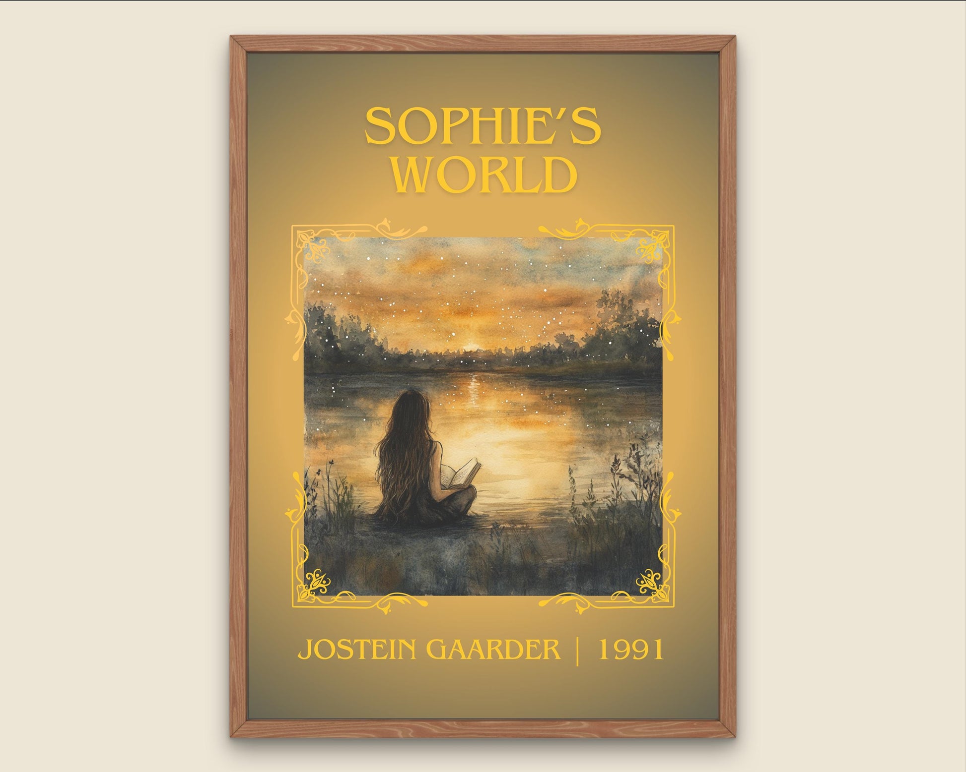 Sophie's World by Justein Gaarder High Quality Poster Print. Free Delivery Wall Art. Author&Blurb Book/Novel Minimalist Home Art Gift Cover