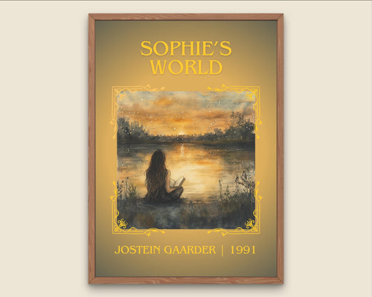 Sophie's World by Justein Gaarder High Quality Poster Print. Free Delivery Wall Art. Author&Blurb Book/Novel Minimalist Home Art Gift Cover