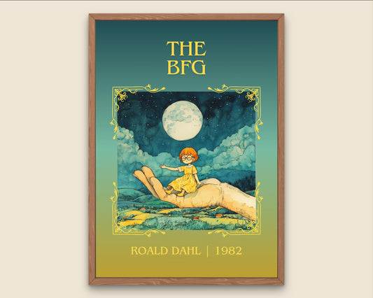 The BFG by Roald Dahl High Quality Poster Print. Free Delivery Wall Art. Author & Blurb Book/Novel Minimalist Home Art Gift Cover