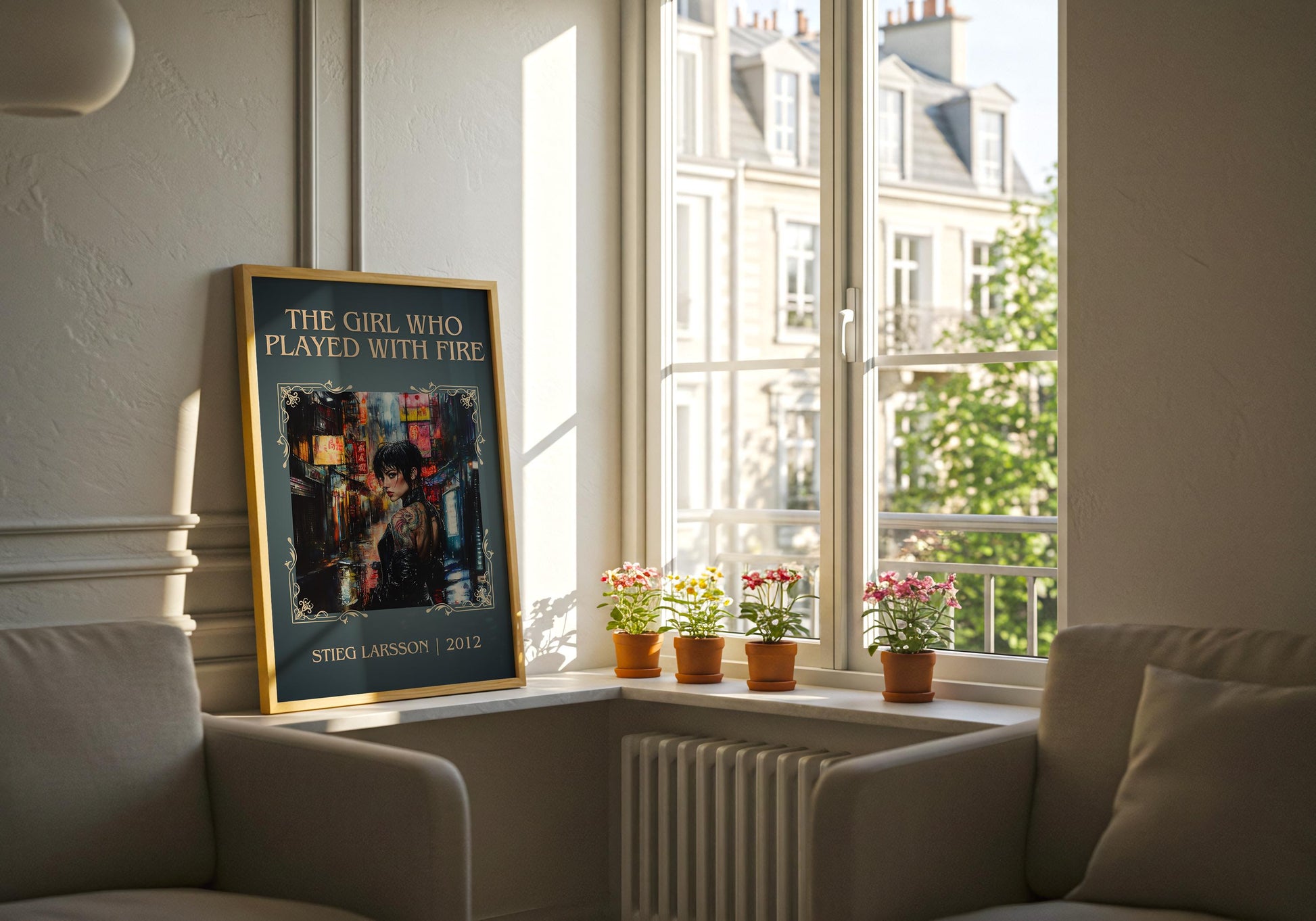 The Girl Who Played With Fire by Stieg Larsson High Quality Poster Print. Free Delivery Wall Art. Author&Blurb Book/Novel Minimalist Home