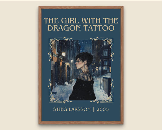 The Girl With The Dragon Tattoo by Stieg Larsson High Quality Poster Print. Free Delivery Wall Art. Author&Blurb Book/Novel Minimalist Home