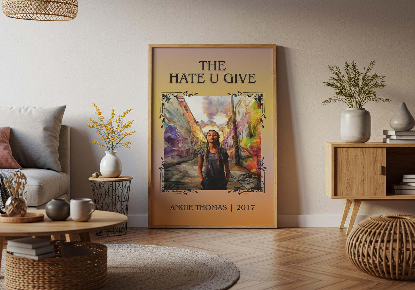 The Hate U Give by Angie Thomas High Quality Poster Print. Free Delivery Wall Art. Author&Blurb Book/Novel Minimalist Home