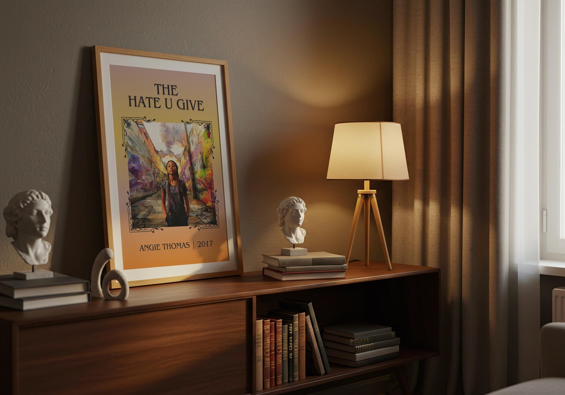 The Hate U Give by Angie Thomas High Quality Poster Print. Free Delivery Wall Art. Author&Blurb Book/Novel Minimalist Home