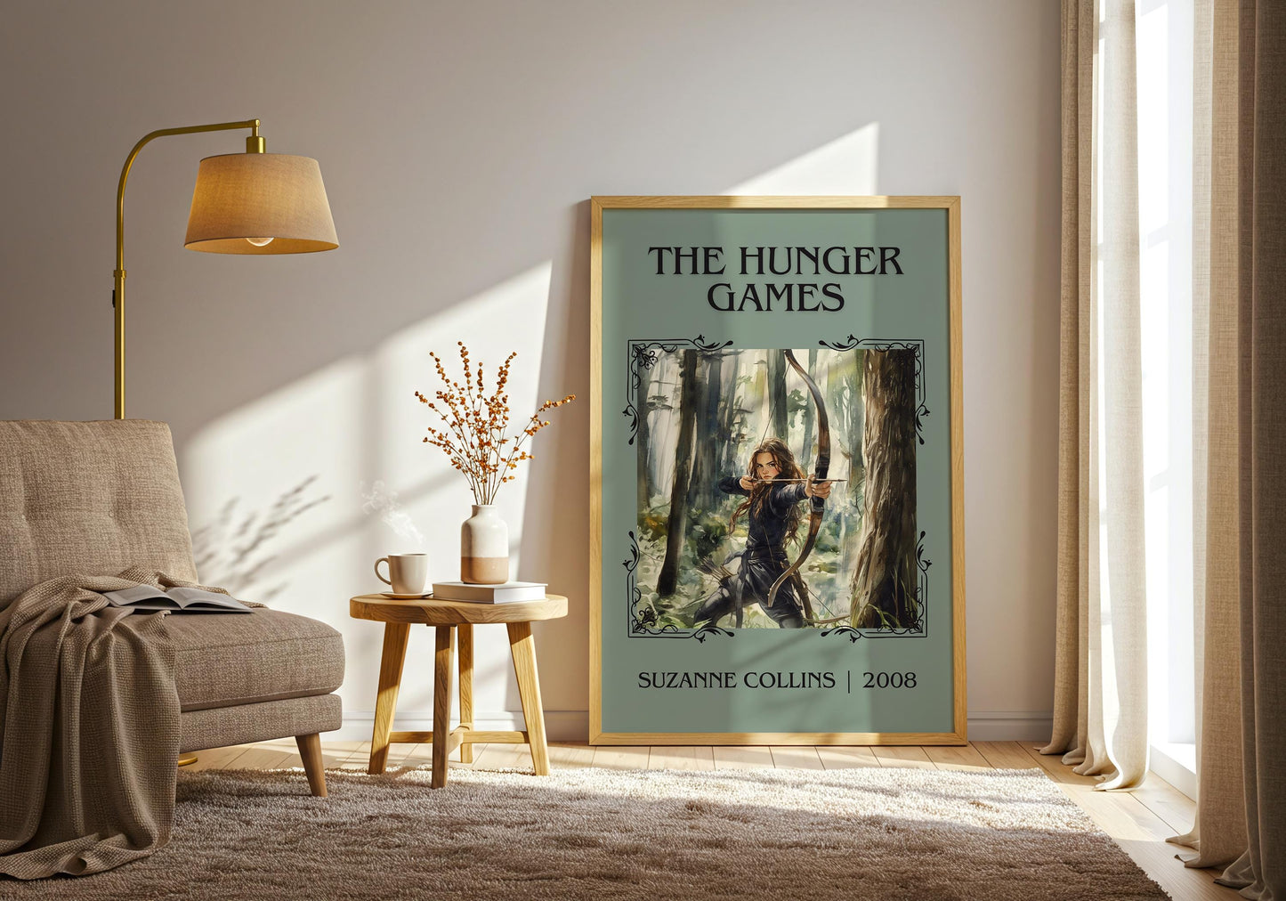 The Hunger Games by Suzanne Collins High Quality Poster Print. Free Delivery Wall Art. Author&Blurb Book/Novel Minimalist Home