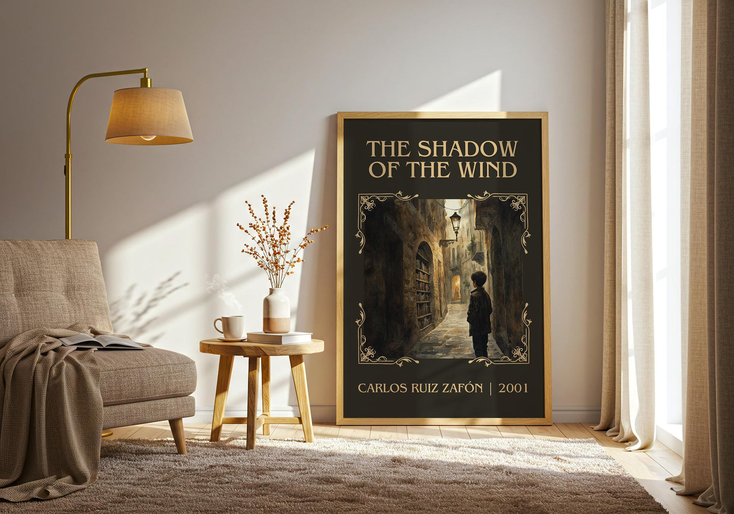 The Shadow Of The Wind by Carlos Ruiz Zafon High Quality Poster Print. Free Delivery Wall Art. Author&Blurb Book/Novel Minimalist Home Gift