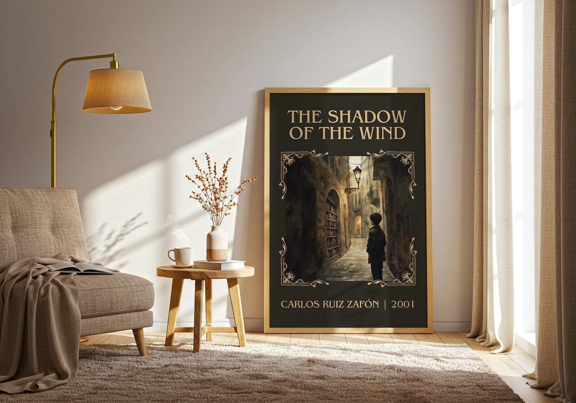 The Shadow Of The Wind by Carlos Ruiz Zafon High Quality Poster Print. Free Delivery Wall Art. Author&Blurb Book/Novel Minimalist Home Gift