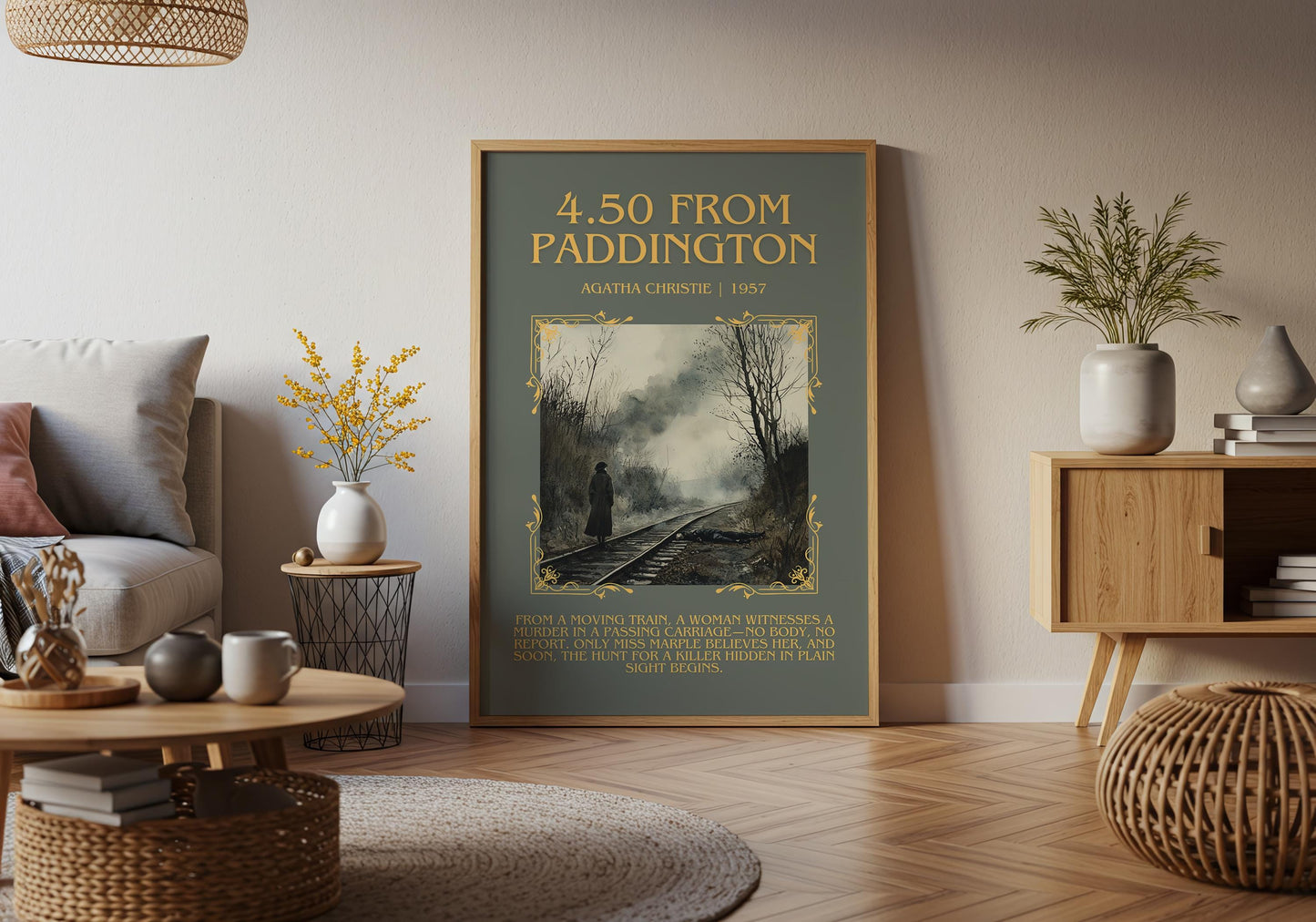 4.50 From Paddington by Agatha Christie Descriptive, High Quality Poster Print.Free Delivery Wall Art.Author and Blurb Book Artwork Gift Art