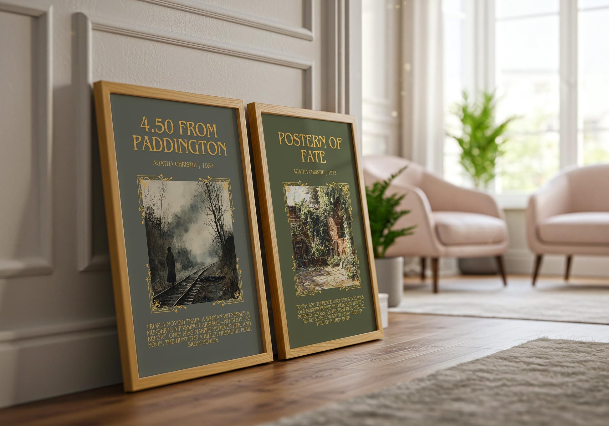 4.50 From Paddington by Agatha Christie Descriptive, High Quality Poster Print.Free Delivery Wall Art.Author and Blurb Book Artwork Gift Art
