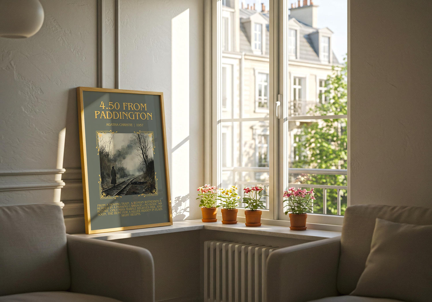 4.50 From Paddington by Agatha Christie Descriptive, High Quality Poster Print.Free Delivery Wall Art.Author and Blurb Book Artwork Gift Art