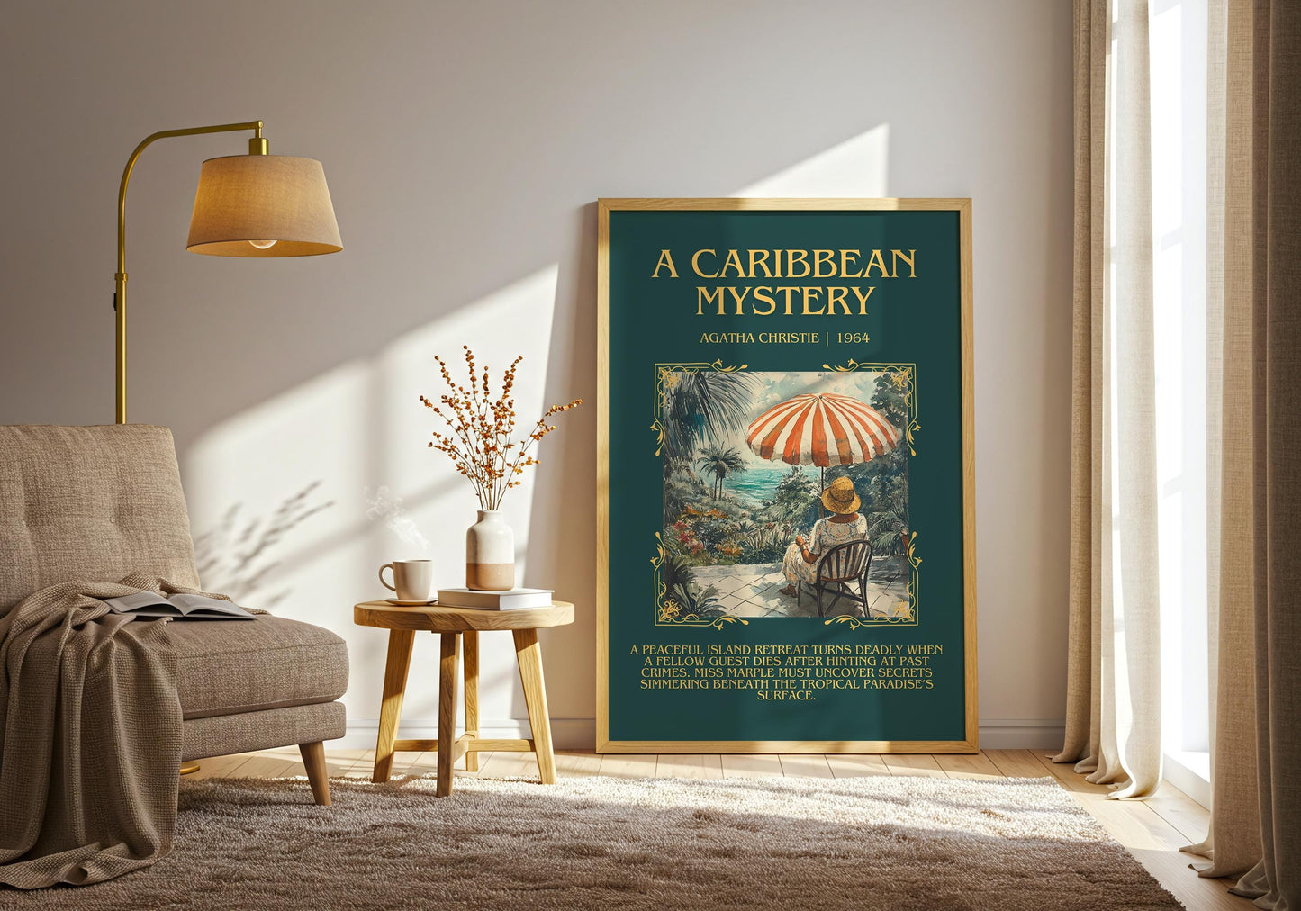 A Caribbean Mystery by Agatha Christie Descriptive, High Quality Poster Print.Free Delivery Wall Art.Author and Blurb Book Artwork Gift Art