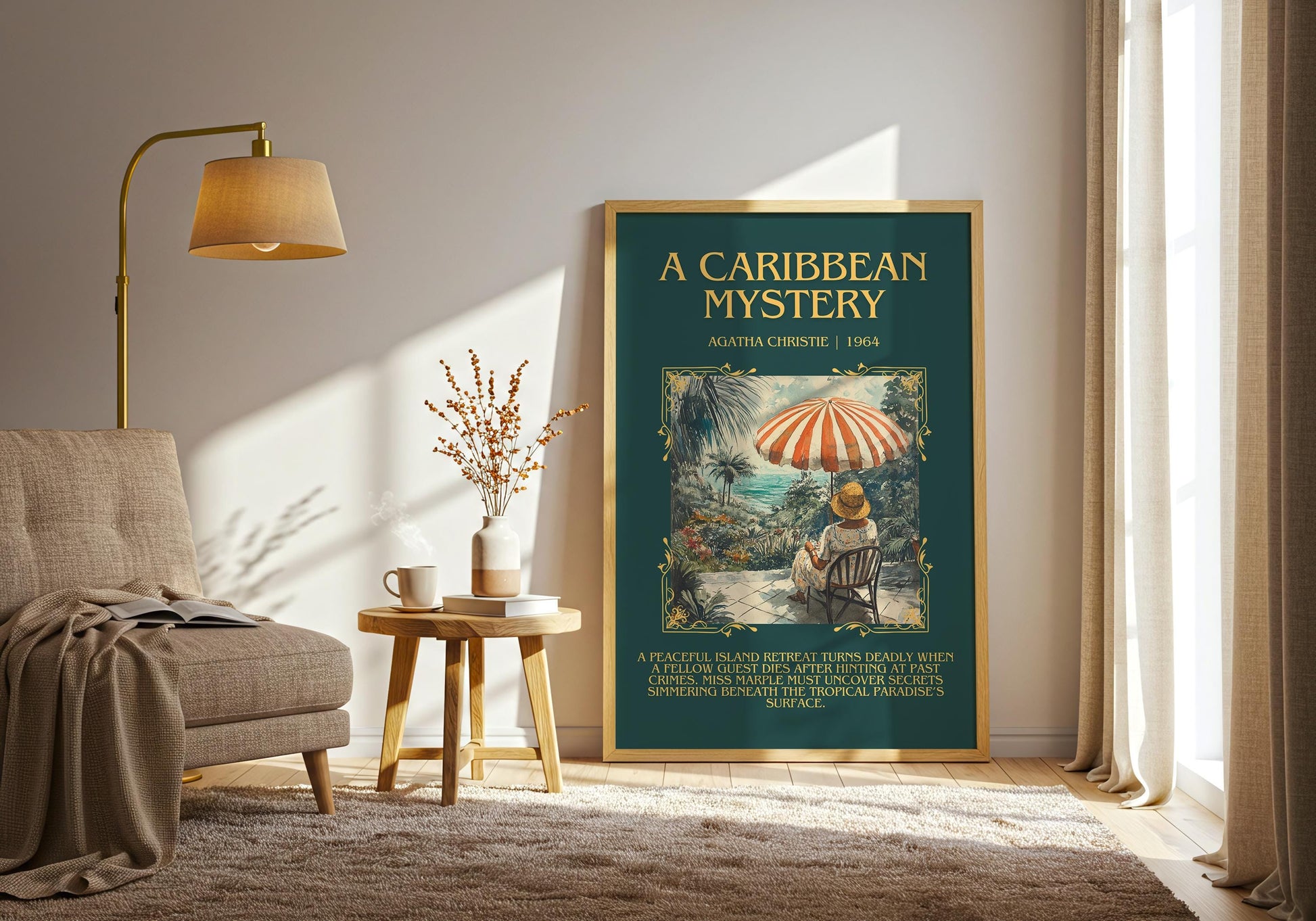 A Caribbean Mystery by Agatha Christie Descriptive, High Quality Poster Print.Free Delivery Wall Art.Author and Blurb Book Artwork Gift Art