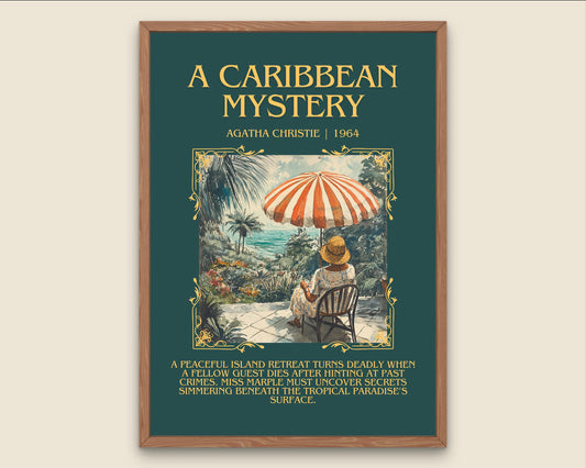 A Caribbean Mystery by Agatha Christie Descriptive, High Quality Poster Print.Free Delivery Wall Art.Author and Blurb Book Artwork Gift Art