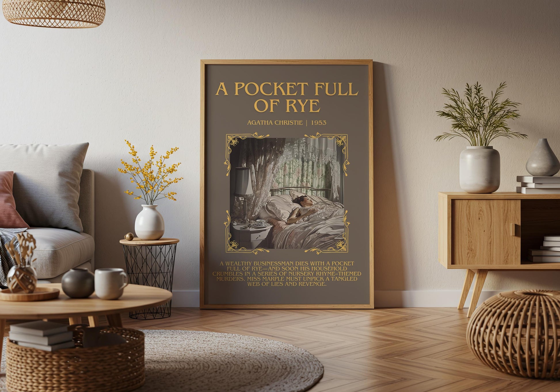 A Pocket Full Of Rye by Agatha Christie Descriptive, High Quality Poster Print.Free Delivery Wall Art.Author and Blurb Book Artwork Gift Art