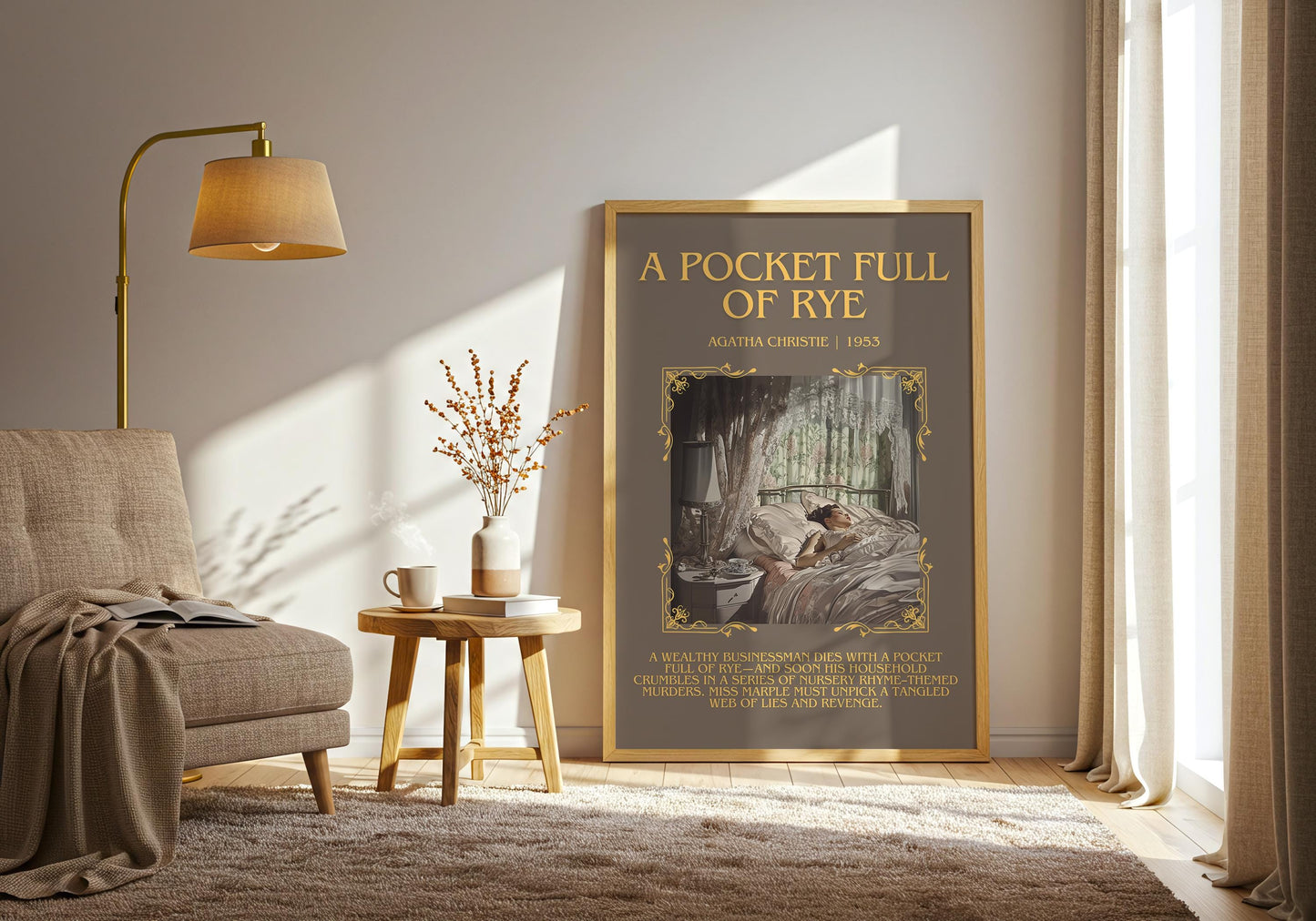 A Pocket Full Of Rye by Agatha Christie Descriptive, High Quality Poster Print.Free Delivery Wall Art.Author and Blurb Book Artwork Gift Art