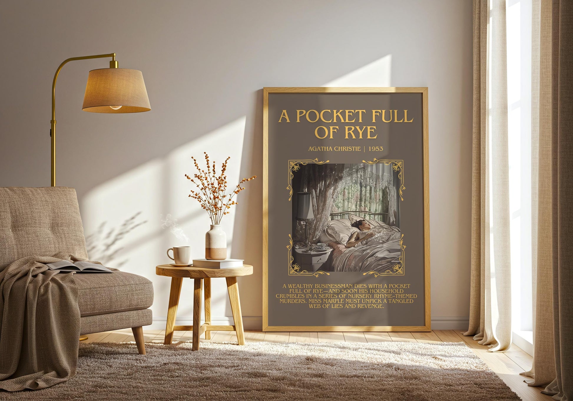 A Pocket Full Of Rye by Agatha Christie Descriptive, High Quality Poster Print.Free Delivery Wall Art.Author and Blurb Book Artwork Gift Art