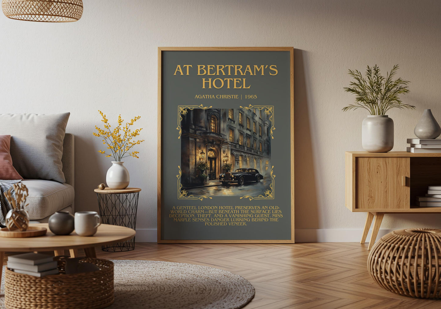 At Betram's Hotel by Agatha Christie Descriptive, High Quality Poster Print.Free Delivery Wall Art.Author and Blurb Book Artwork Gift Art
