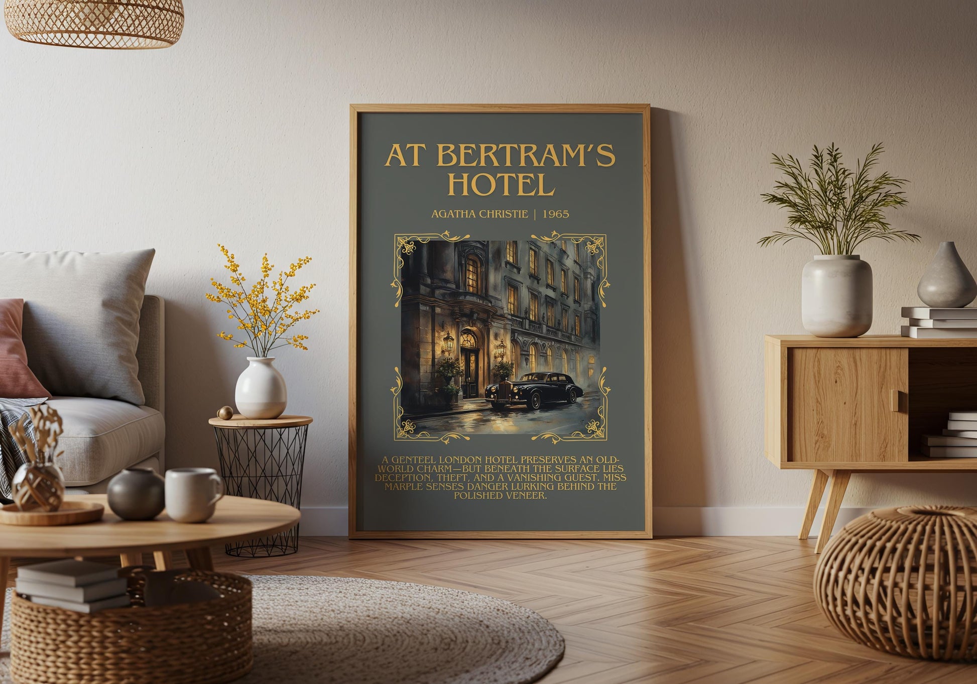 At Betram's Hotel by Agatha Christie Descriptive, High Quality Poster Print.Free Delivery Wall Art.Author and Blurb Book Artwork Gift Art