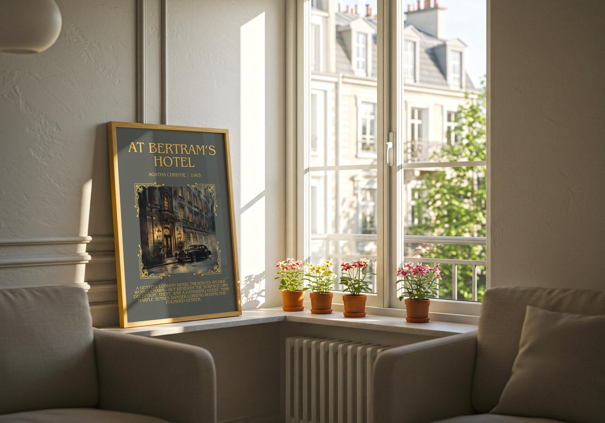 At Betram's Hotel by Agatha Christie Descriptive, High Quality Poster Print.Free Delivery Wall Art.Author and Blurb Book Artwork Gift Art
