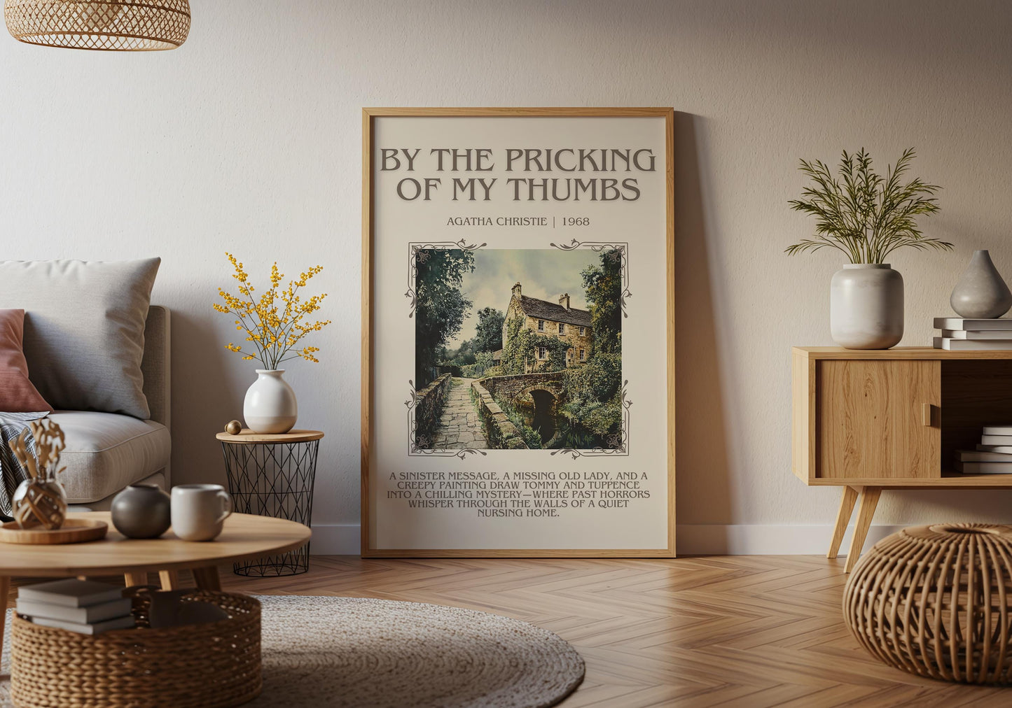 By The Pricking Of My Thumbs by Agatha Christie Descriptive, High Quality Poster Print.Free Delivery Wall Art. Author and Blurb Book Artwork