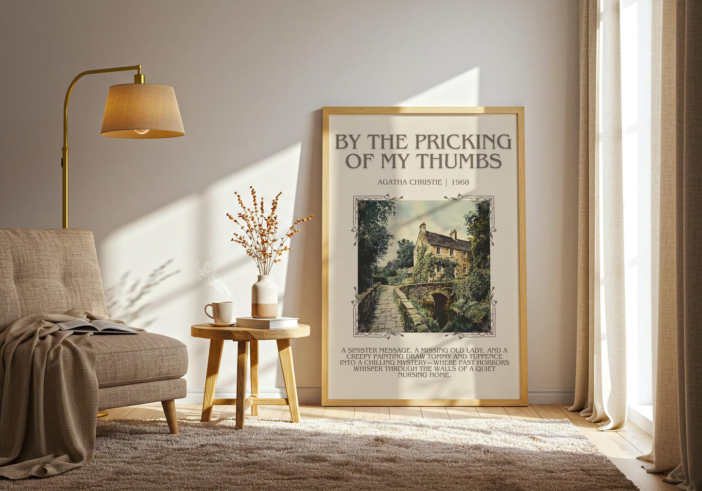 By The Pricking Of My Thumbs by Agatha Christie Descriptive, High Quality Poster Print.Free Delivery Wall Art. Author and Blurb Book Artwork