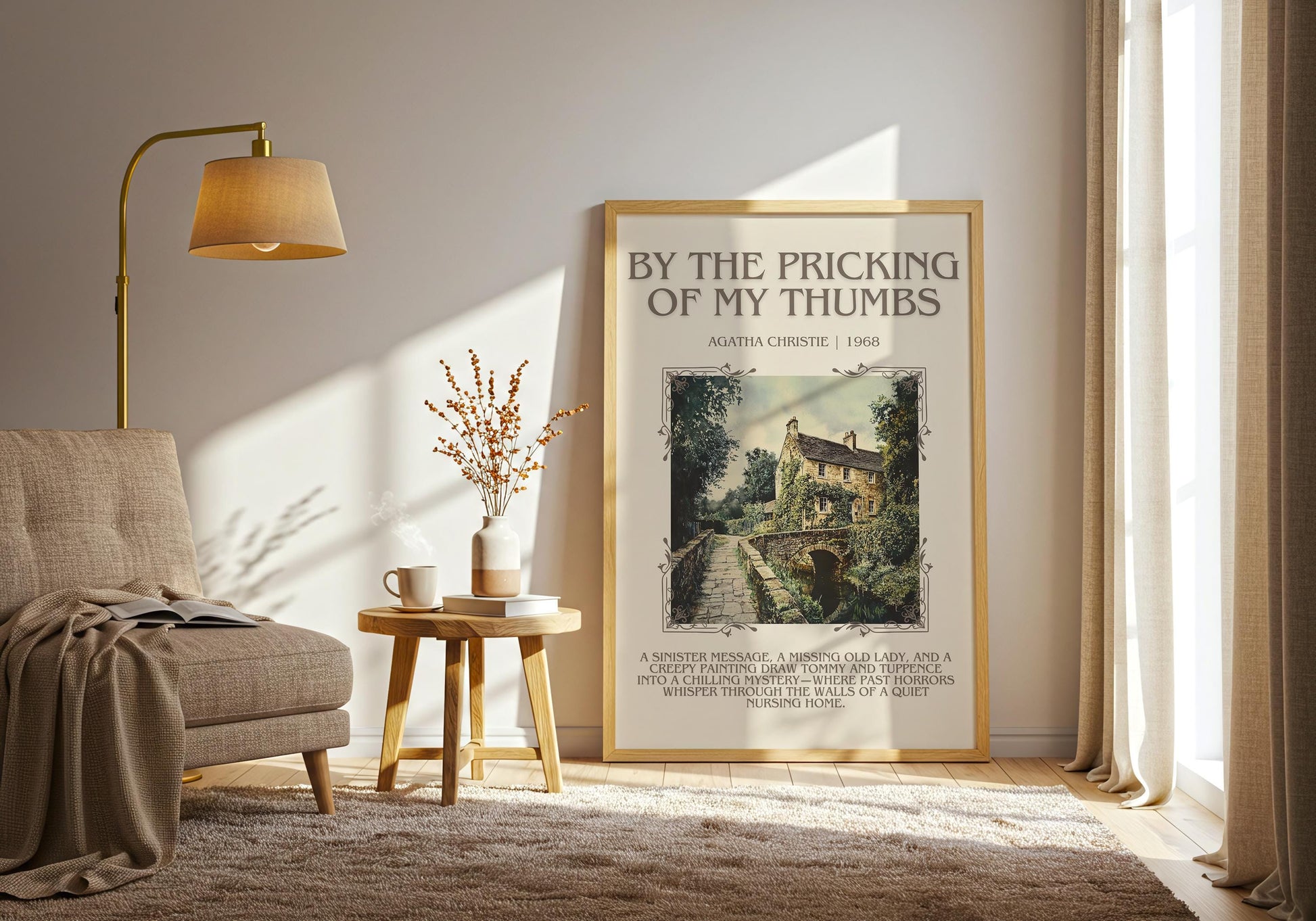 By The Pricking Of My Thumbs by Agatha Christie Descriptive, High Quality Poster Print.Free Delivery Wall Art. Author and Blurb Book Artwork