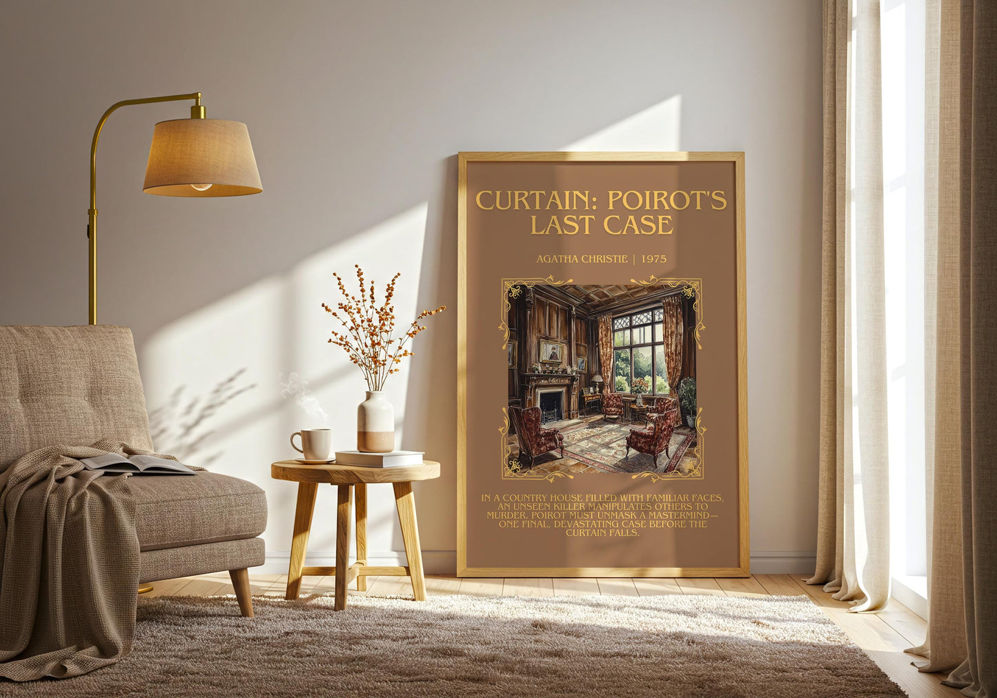 Curtain: Poirot's Last Case by Agatha Christie Descriptive, High Quality Poster Print.Free Delivery Wall Art. Author and Blurb Book Artwork