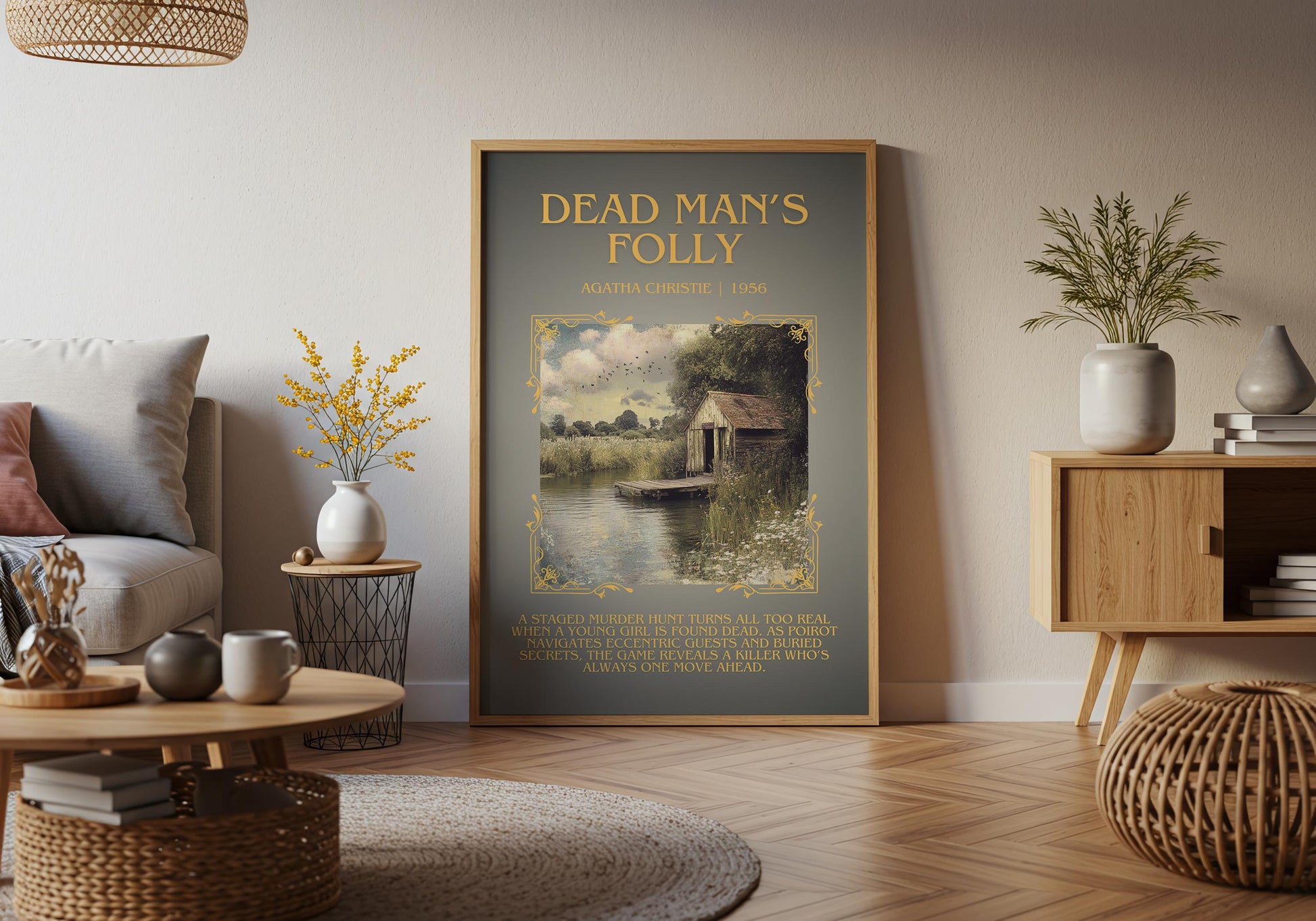 Dead Man's Folly by Agatha Christie Descriptive, High Quality Poster Print.Free Delivery Wall Art.Author & Blurb Book Artwork Gift Art