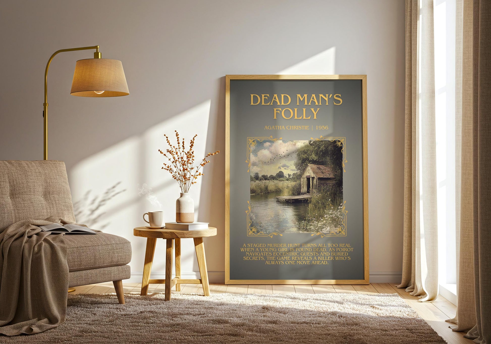 Dead Man's Folly by Agatha Christie Descriptive, High Quality Poster Print.Free Delivery Wall Art.Author & Blurb Book Artwork Gift Art