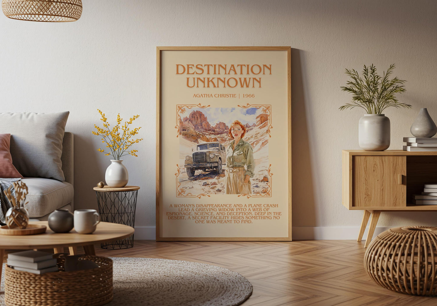 Destination Unknown by Agatha Christie Descriptive, High Quality Poster Print.Free Delivery Wall Art. Author and Blurb Book Artwork