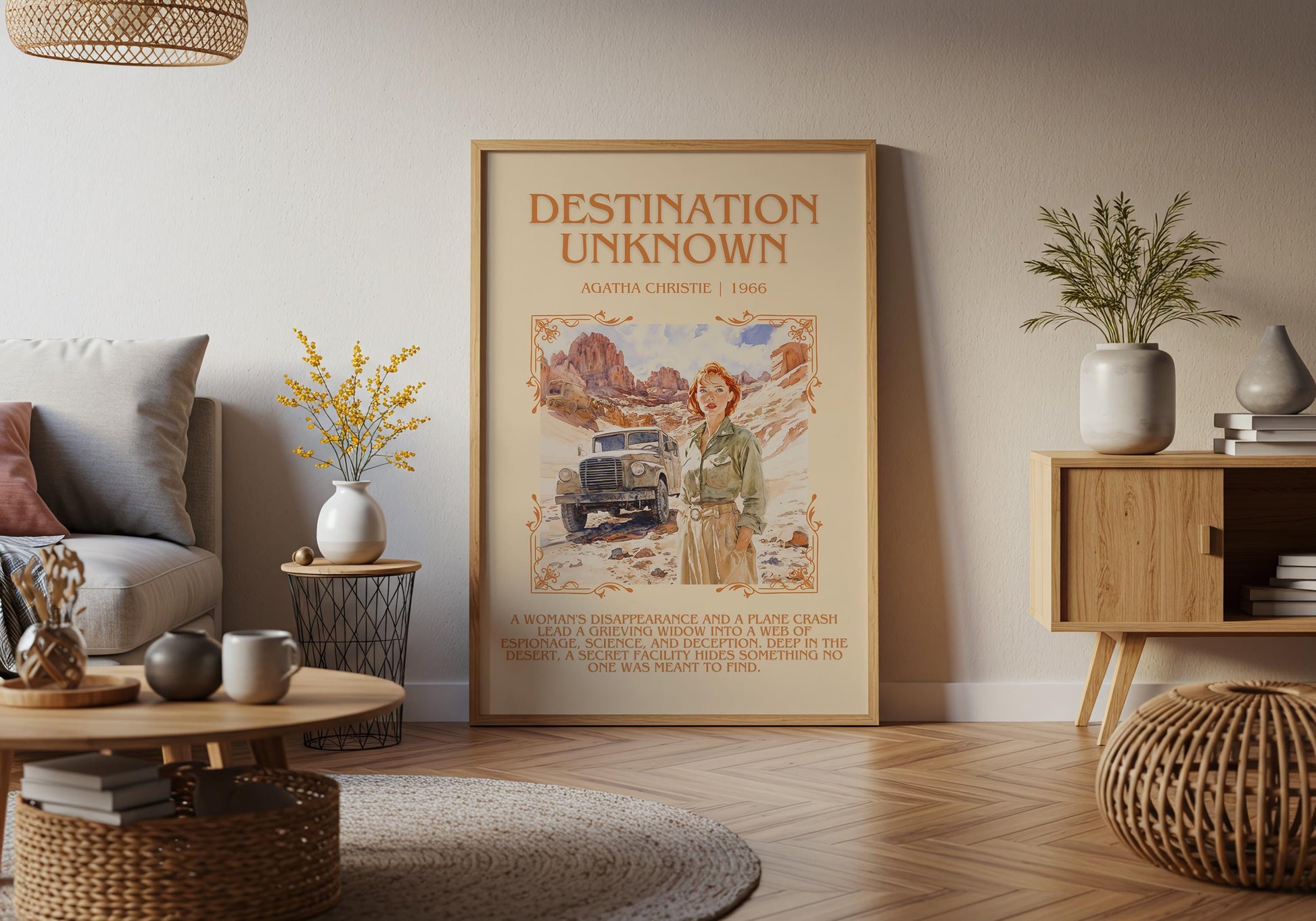 Destination Unknown by Agatha Christie Descriptive, High Quality Poster Print.Free Delivery Wall Art. Author and Blurb Book Artwork