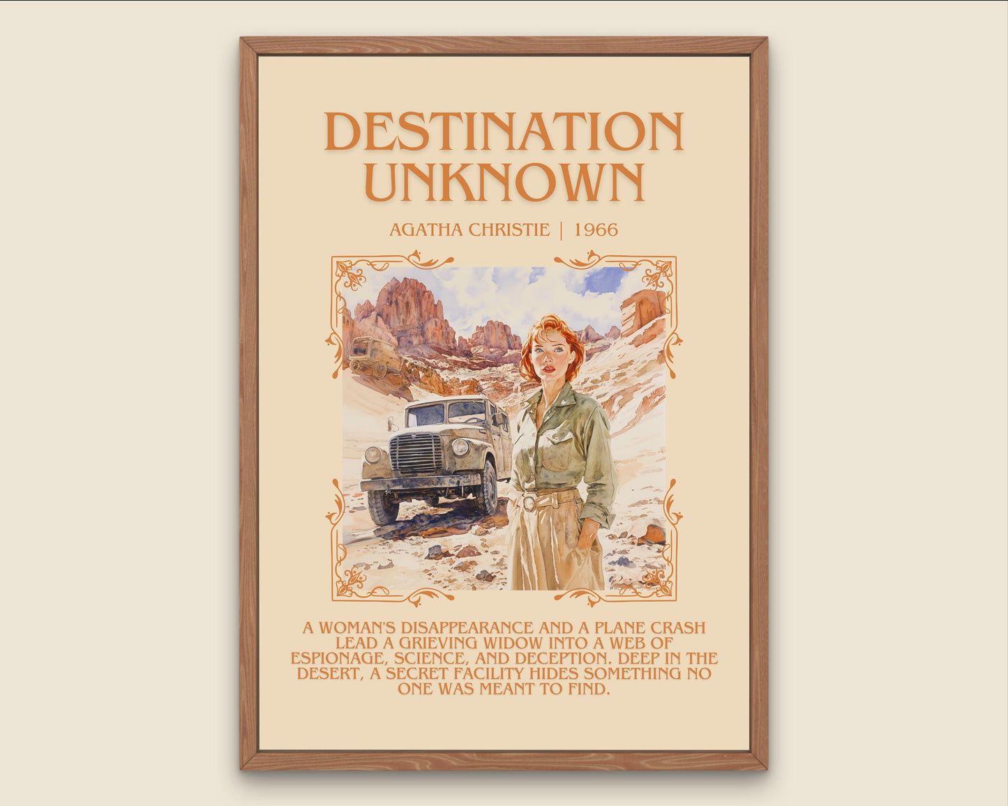 Destination Unknown by Agatha Christie Descriptive, High Quality Poster Print.Free Delivery Wall Art. Author and Blurb Book Artwork
