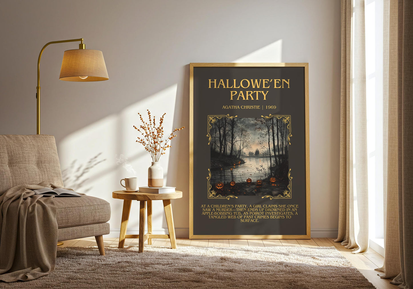 Hallowe'en Party by Agatha Christie Descriptive, High Quality Poster Print.Free Delivery Wall Art. Author and Blurb Book Artwork