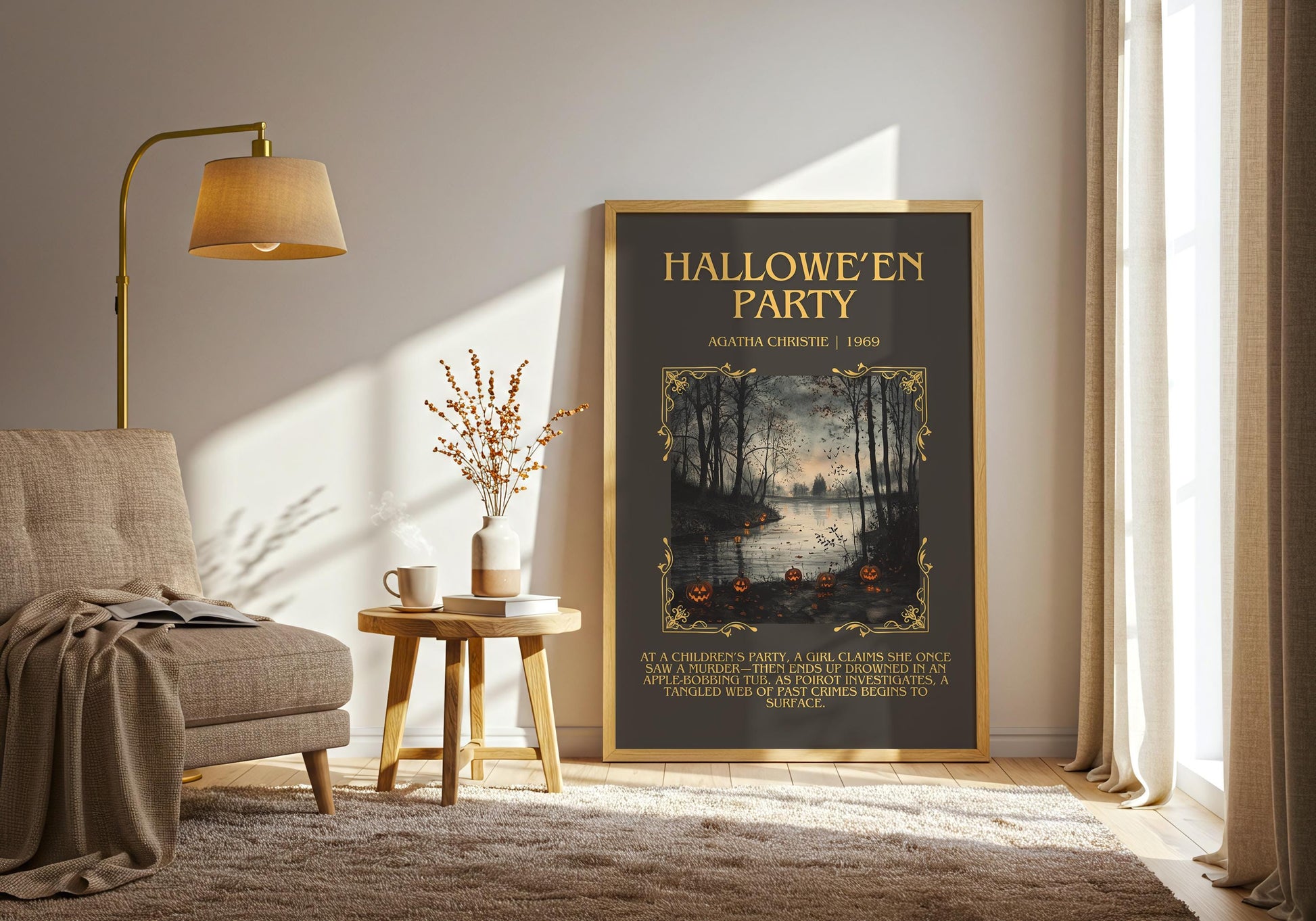 Hallowe'en Party by Agatha Christie Descriptive, High Quality Poster Print.Free Delivery Wall Art. Author and Blurb Book Artwork