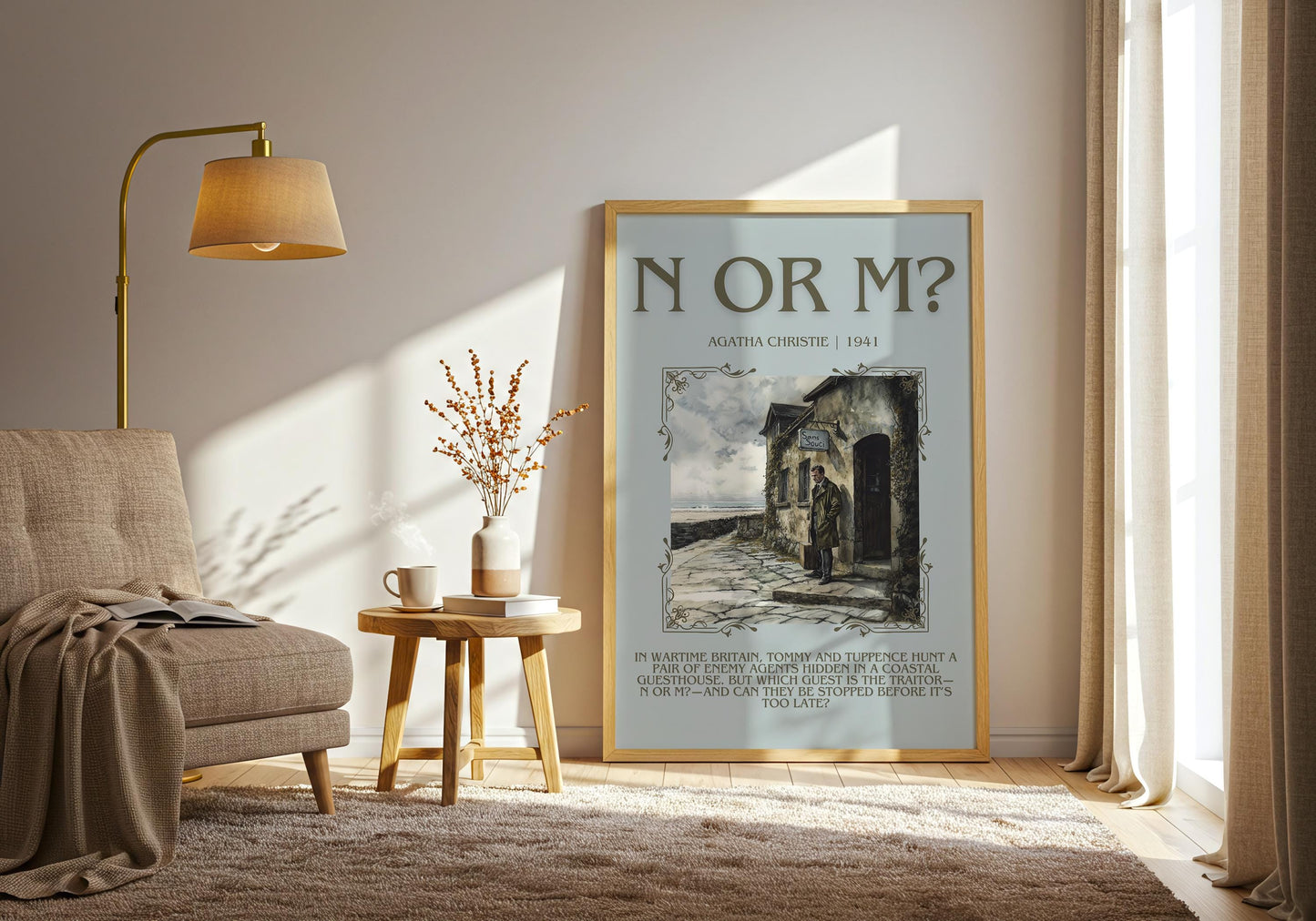 N Or M? by Agatha Christie Descriptive, High Quality Poster Print.Free Delivery Wall Art. Author & Blurb Book Artwork Cover Gift Art