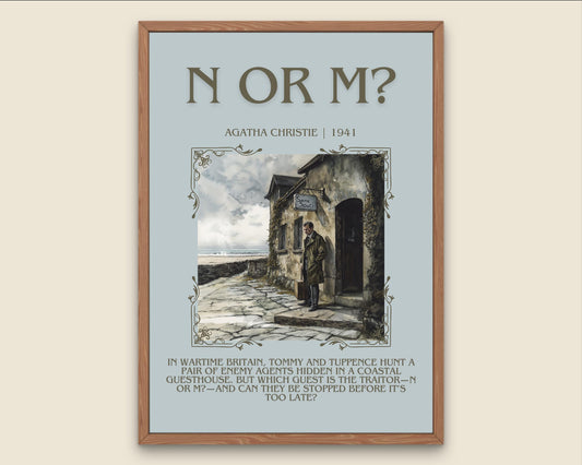 N Or M? by Agatha Christie Descriptive, High Quality Poster Print.Free Delivery Wall Art. Author & Blurb Book Artwork Cover Gift Art