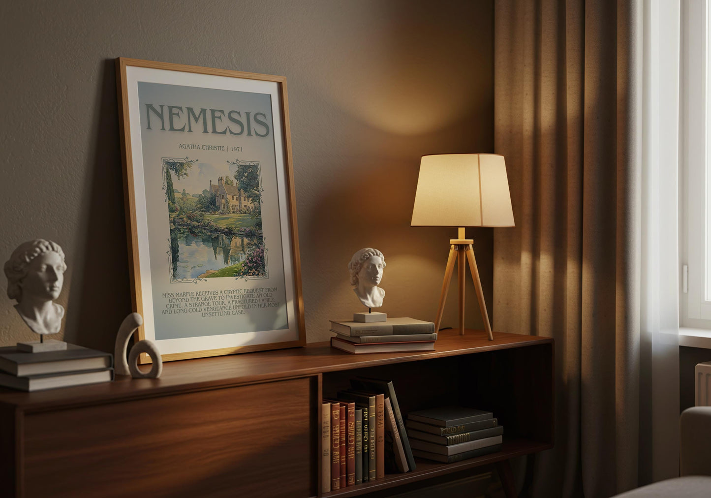 Nemesis by Agatha Christie Descriptive, High Quality Poster Print.Free Delivery Wall Art. Author & Blurb Book Artwork Cover Gift