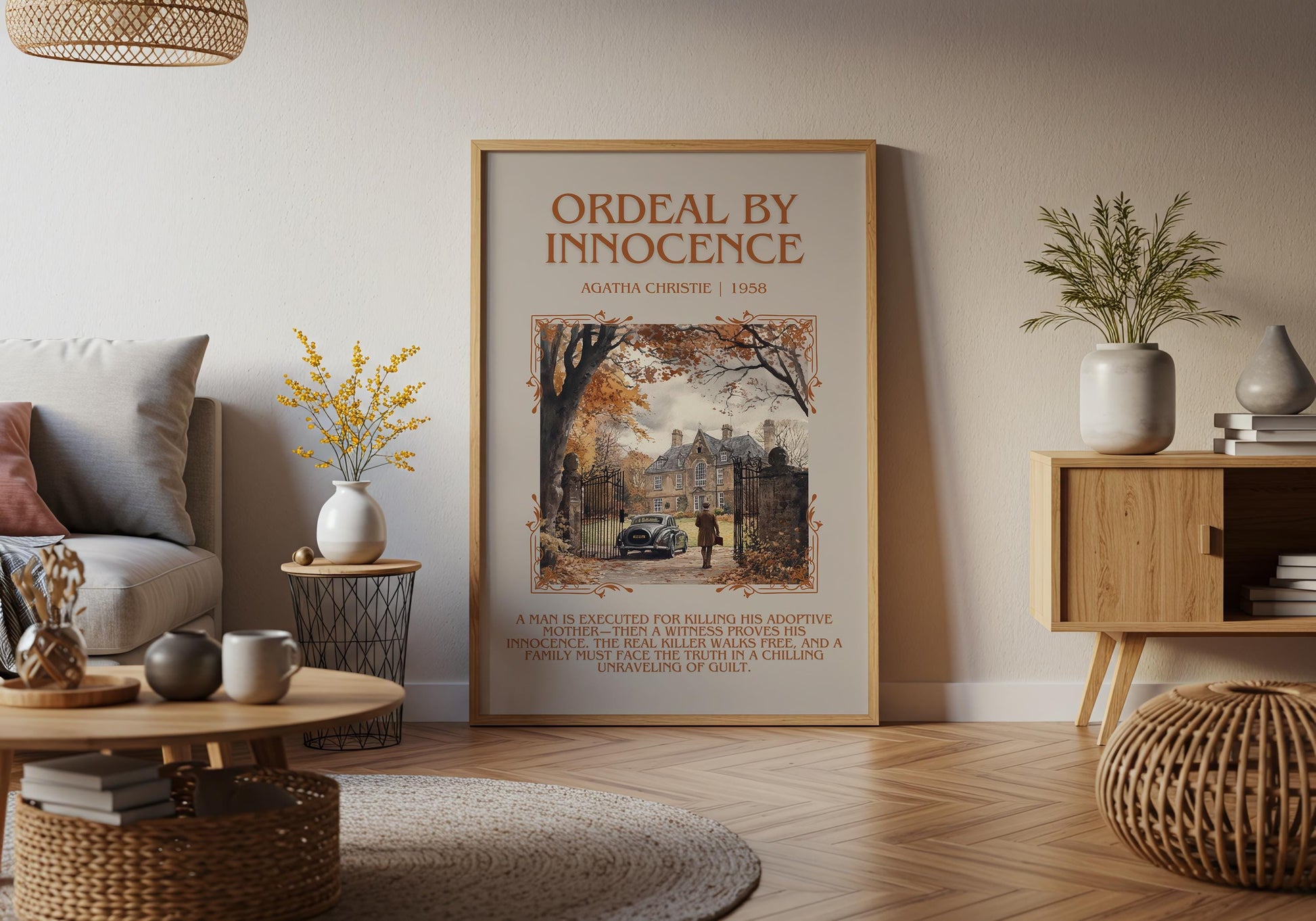 Ordeal By Innocence by Agatha Christie Descriptive, High Quality Poster Print.Free Delivery Wall Art. Author & Blurb Book Artwork Cover Gift